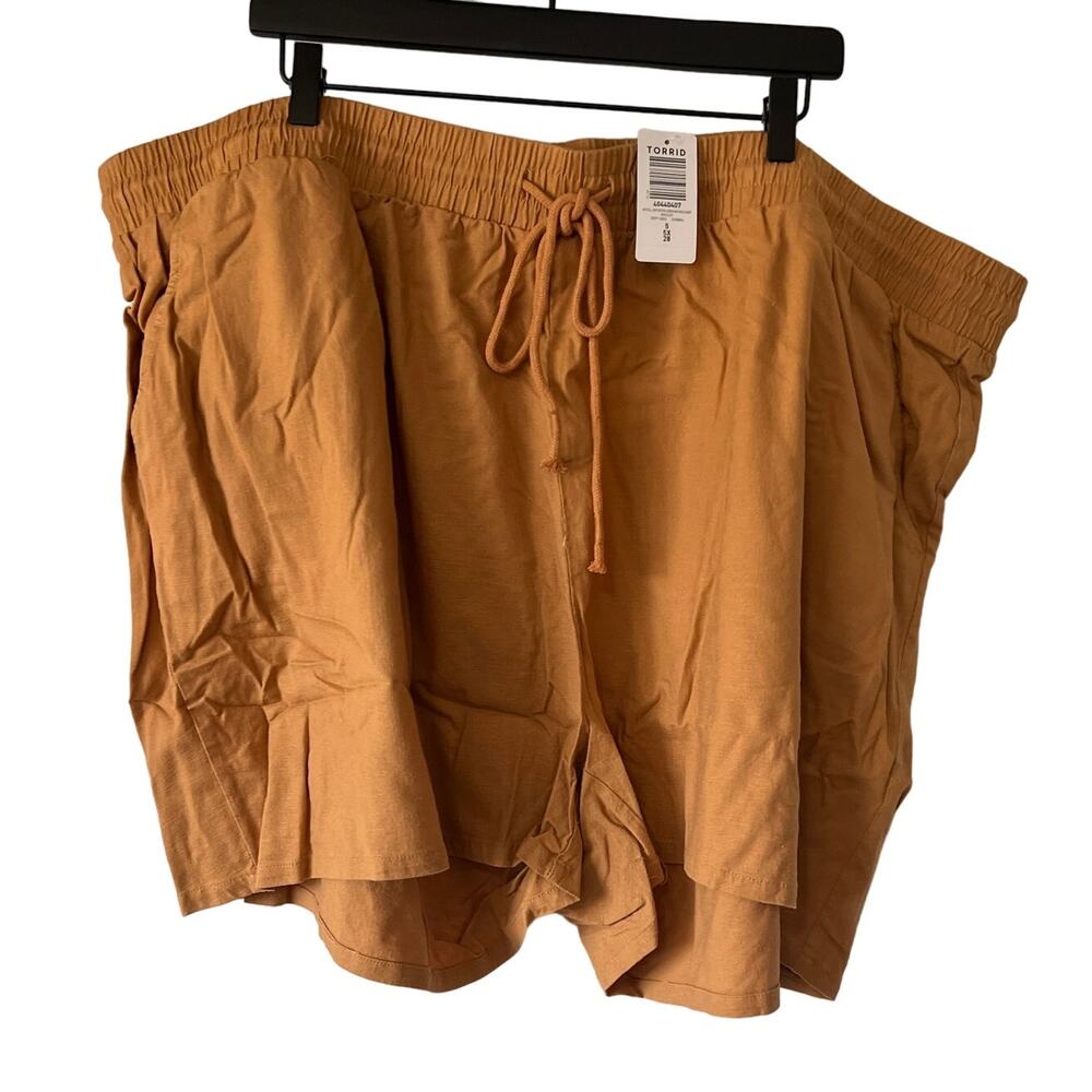 Torrid Women's Tan Pull-On Stretch Linen Mid-Rise Shorts - Size 5 - NWT